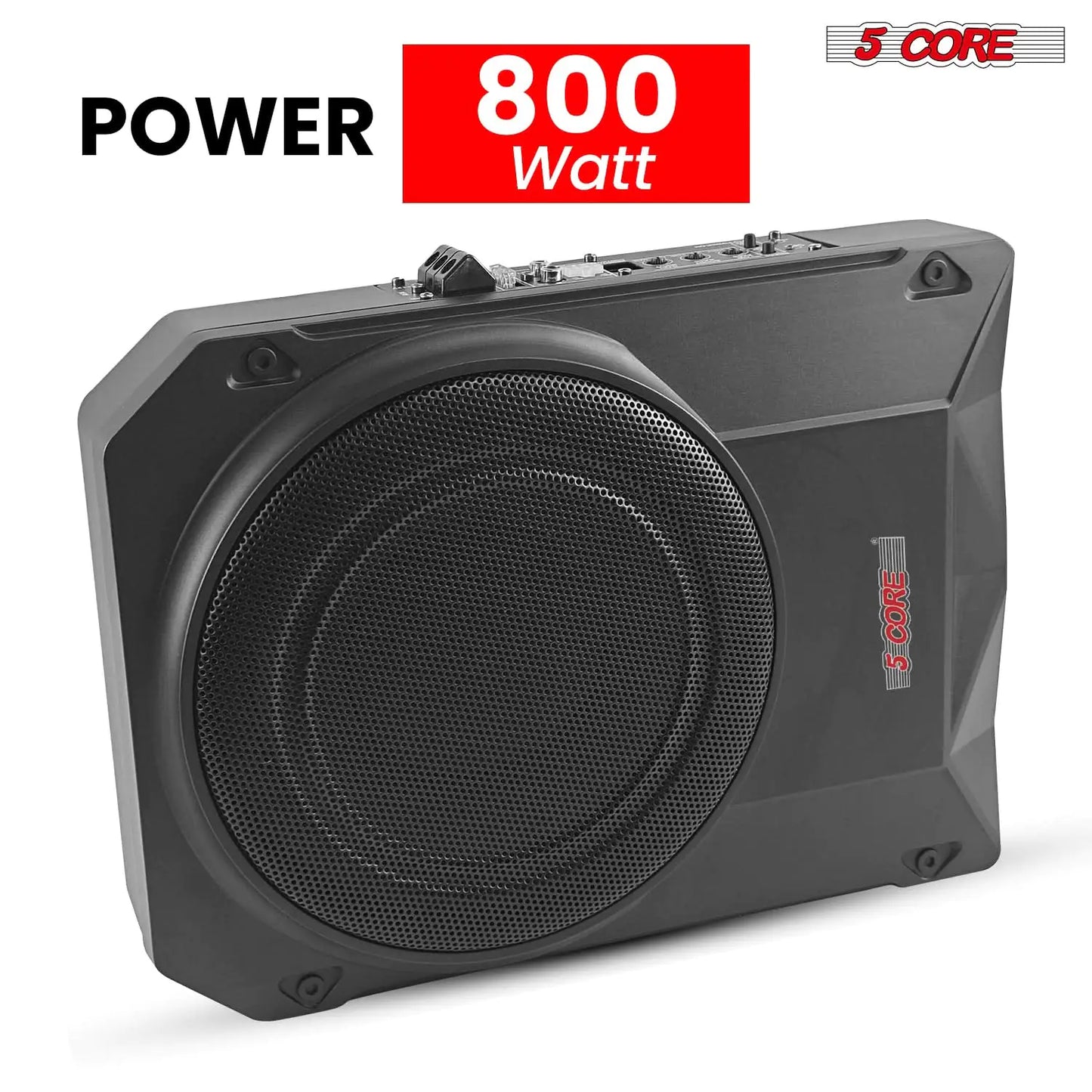 5 CORE 10 inch Slim Under Seat Car Audio Subwoofer 800W Active Powered Under-Seat Built in Amplifier Truck Sub Woofer in Enclosure Box + Wiring Kit & Remote Control BTUBE UNDR ST 150