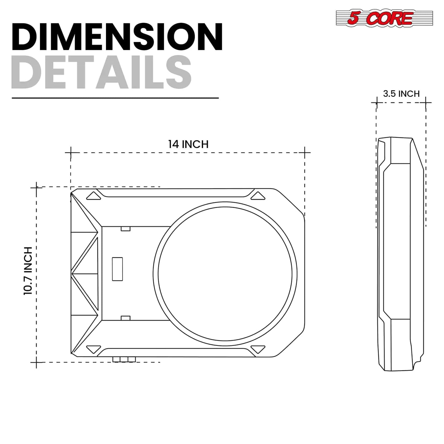 5 CORE 10 inch Slim Under Seat Car Audio Subwoofer 800W Active Powered Under-Seat Built in Amplifier Truck Sub Woofer in Enclosure Box + Wiring Kit & Remote Control BTUBE UNDR ST 150