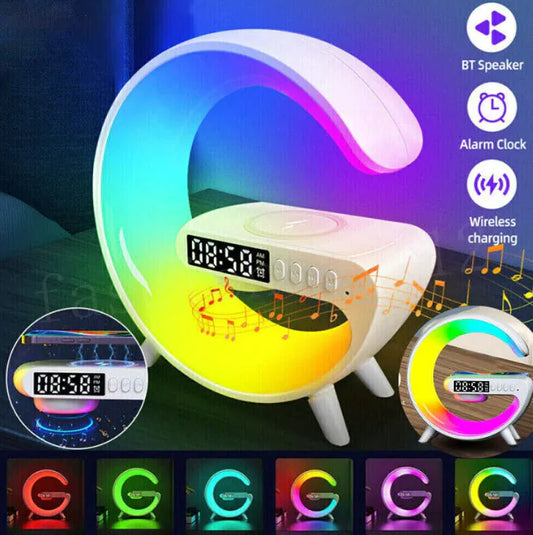 Smart G Lamp Bluetooth Speaker Wireless Charger RGB Alarm Clock